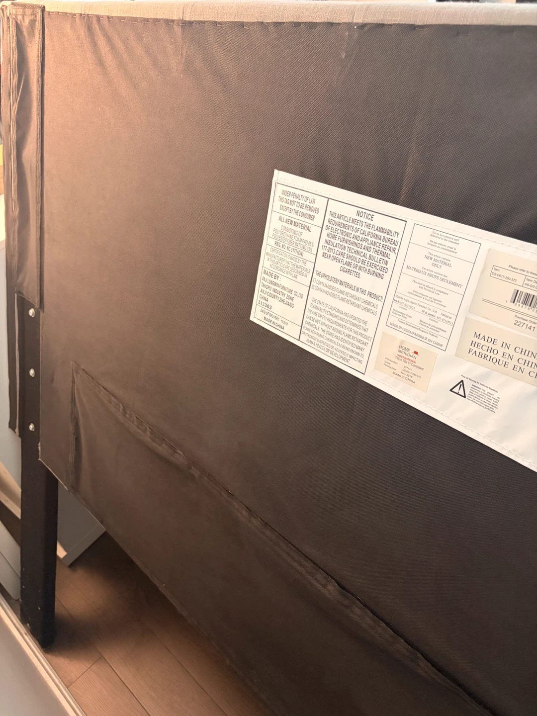 Queen-sized Upholstered Wingback Headboard (grey) - photo 3