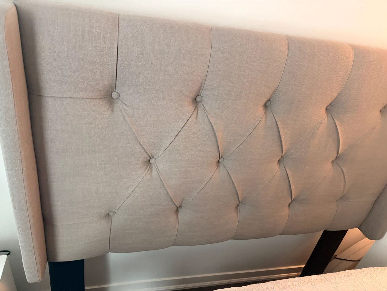 Queen-sized Upholstered Wingback Headboard (grey) - photo 4