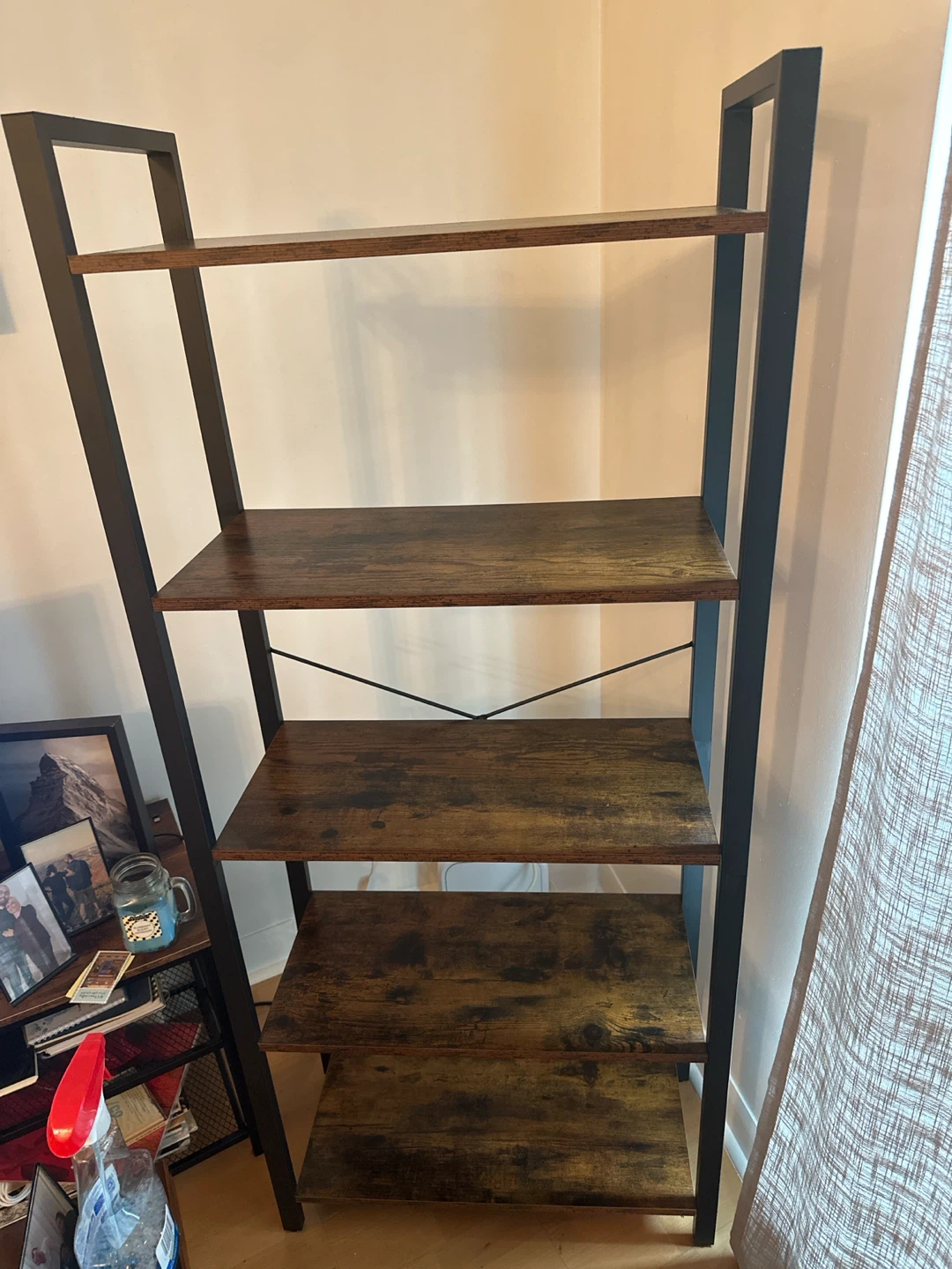 Industrial Style 5-Tier Bookshelf - photo 4