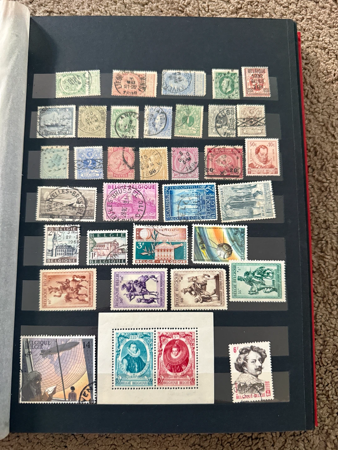 Collection of Vintage Belgium Postage Stamps