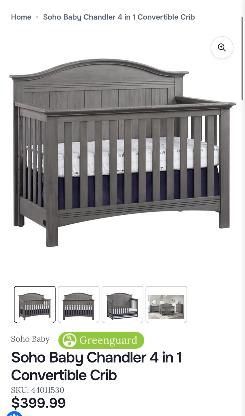 Soho Baby Chandler 4-in-1 Convertible Crib - Graphite Gray - photo 3