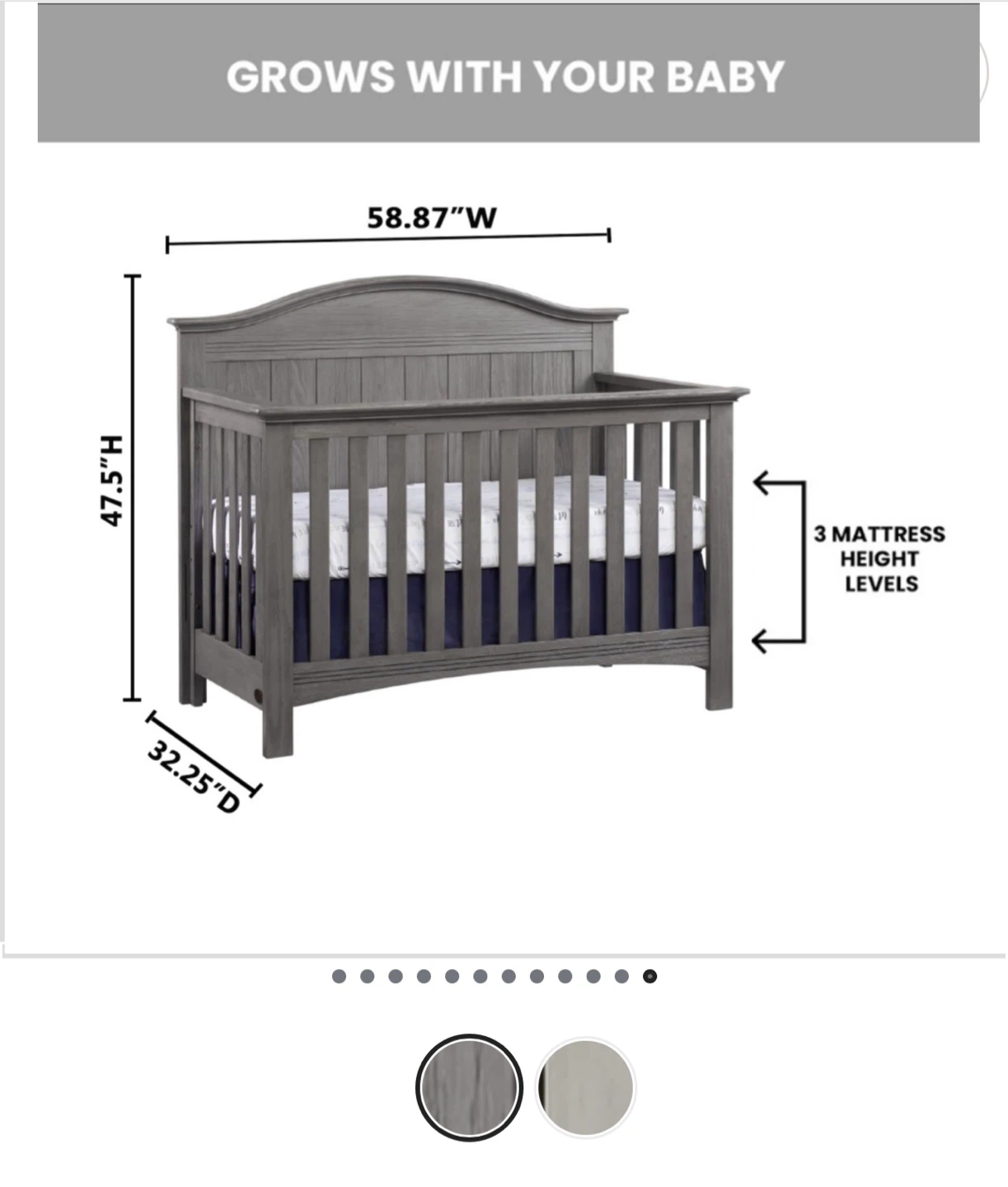 Soho Baby Chandler 4-in-1 Convertible Crib - Graphite Gray - photo 4