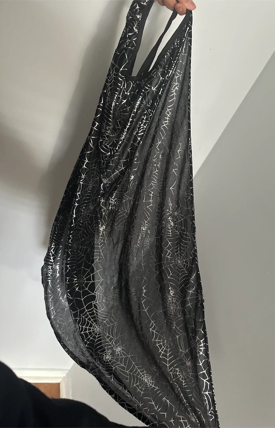 Black and Silver Spiderweb Print Cape