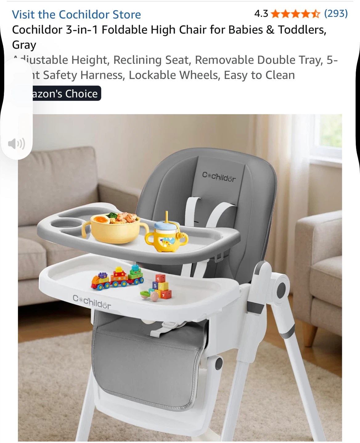 Cochildor 3-in-1 Foldable High Chair - photo 4