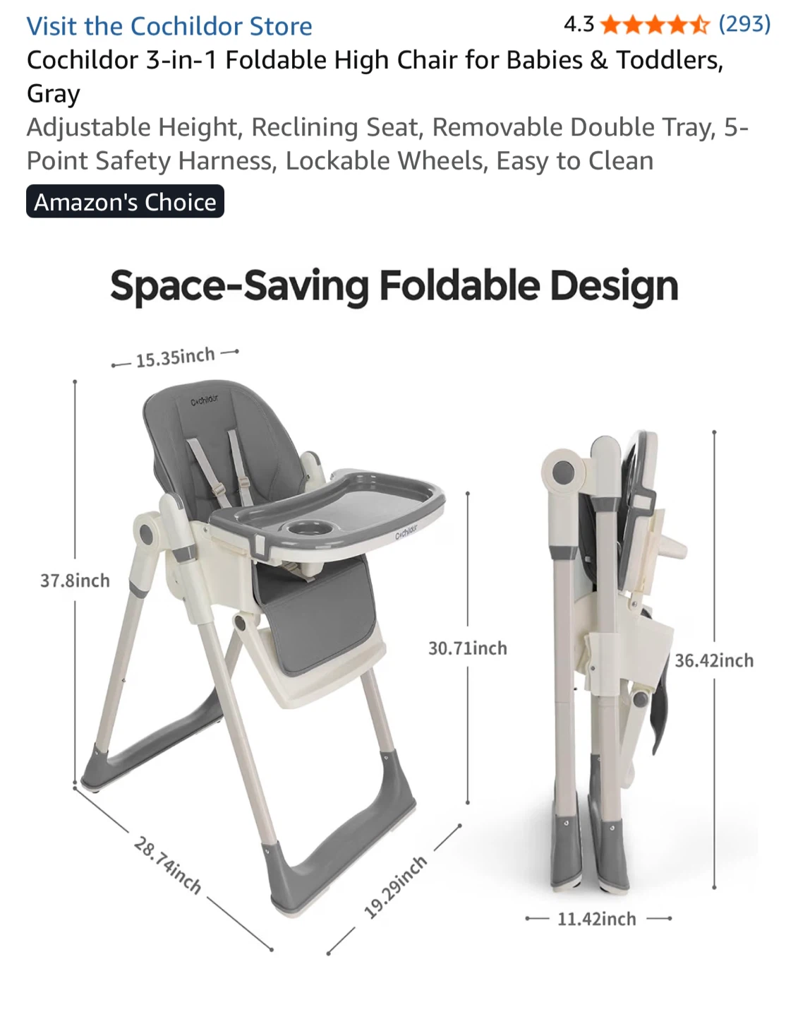 Cochildor 3-in-1 Foldable High Chair - photo 5