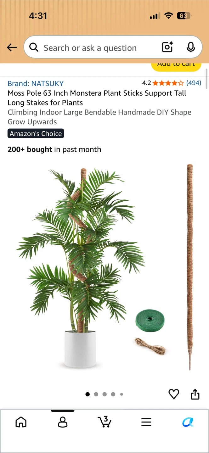 NATSUKY 63 Inch Bendable Moss Pole