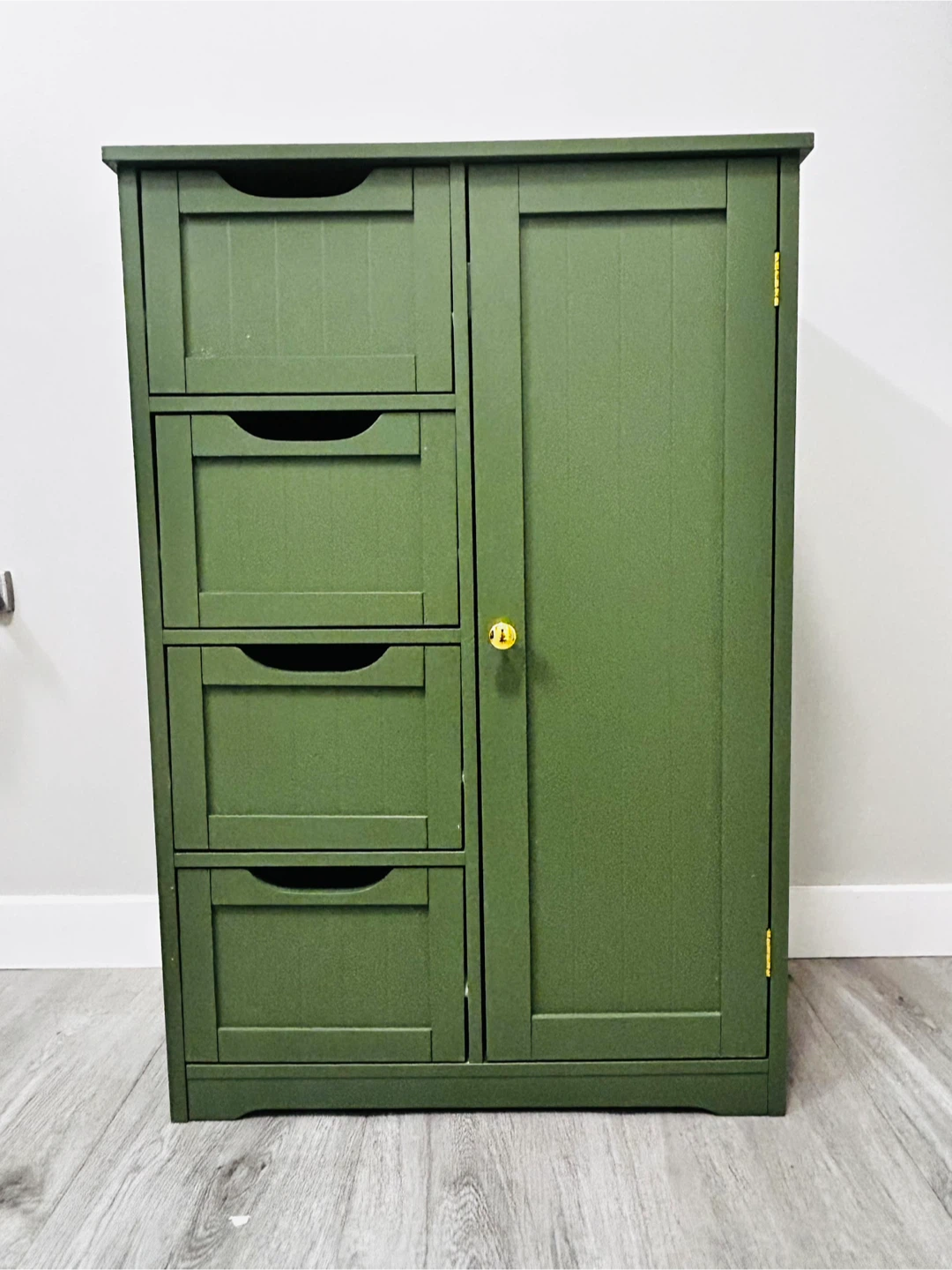 Green Bathroom Storage Cabinet with Drawers