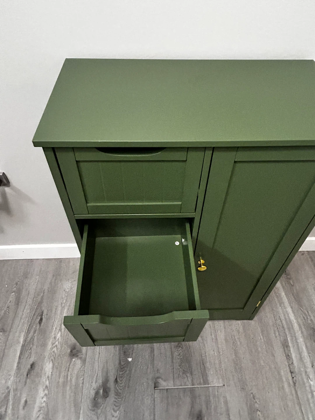 Green Bathroom Storage Cabinet with Drawers - photo 2