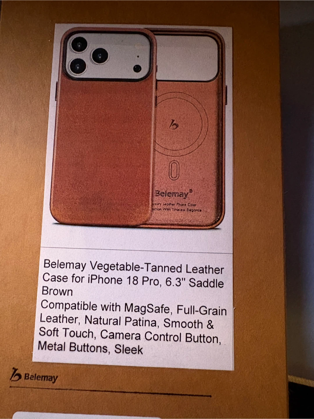Belemay Leather Case for iPhone 18 Pro