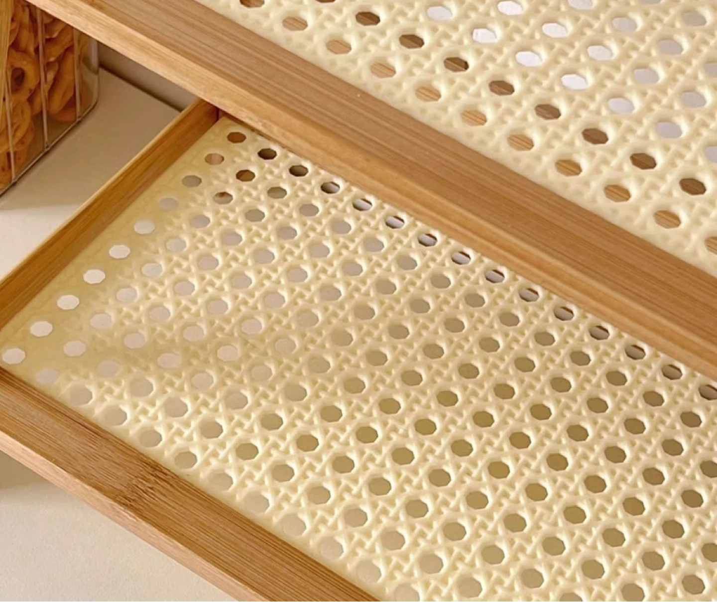 2-Tier Bamboo and Rattan Countertop Shelf - photo 2