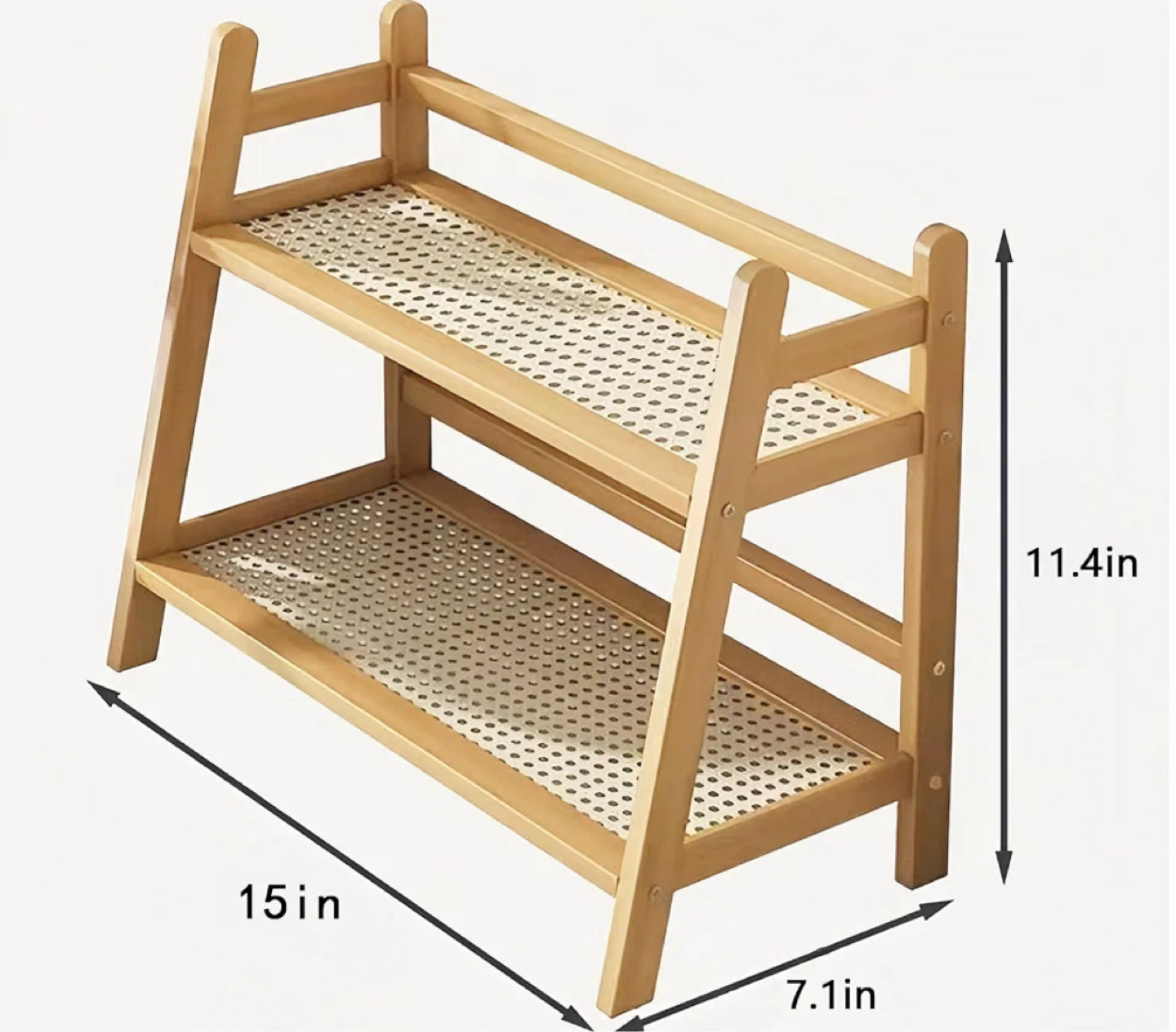 2-Tier Bamboo and Rattan Countertop Shelf - photo 3