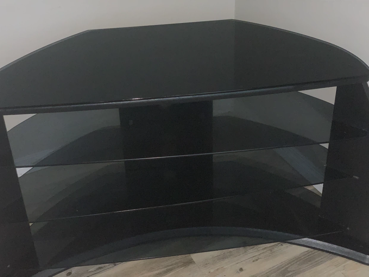 Black Corner Glass TV Stand