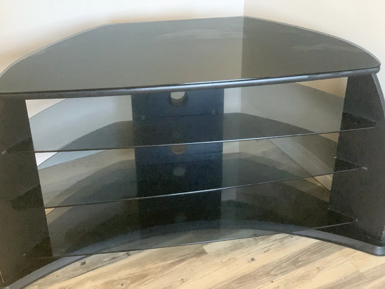 Black Corner Glass TV Stand - photo 2