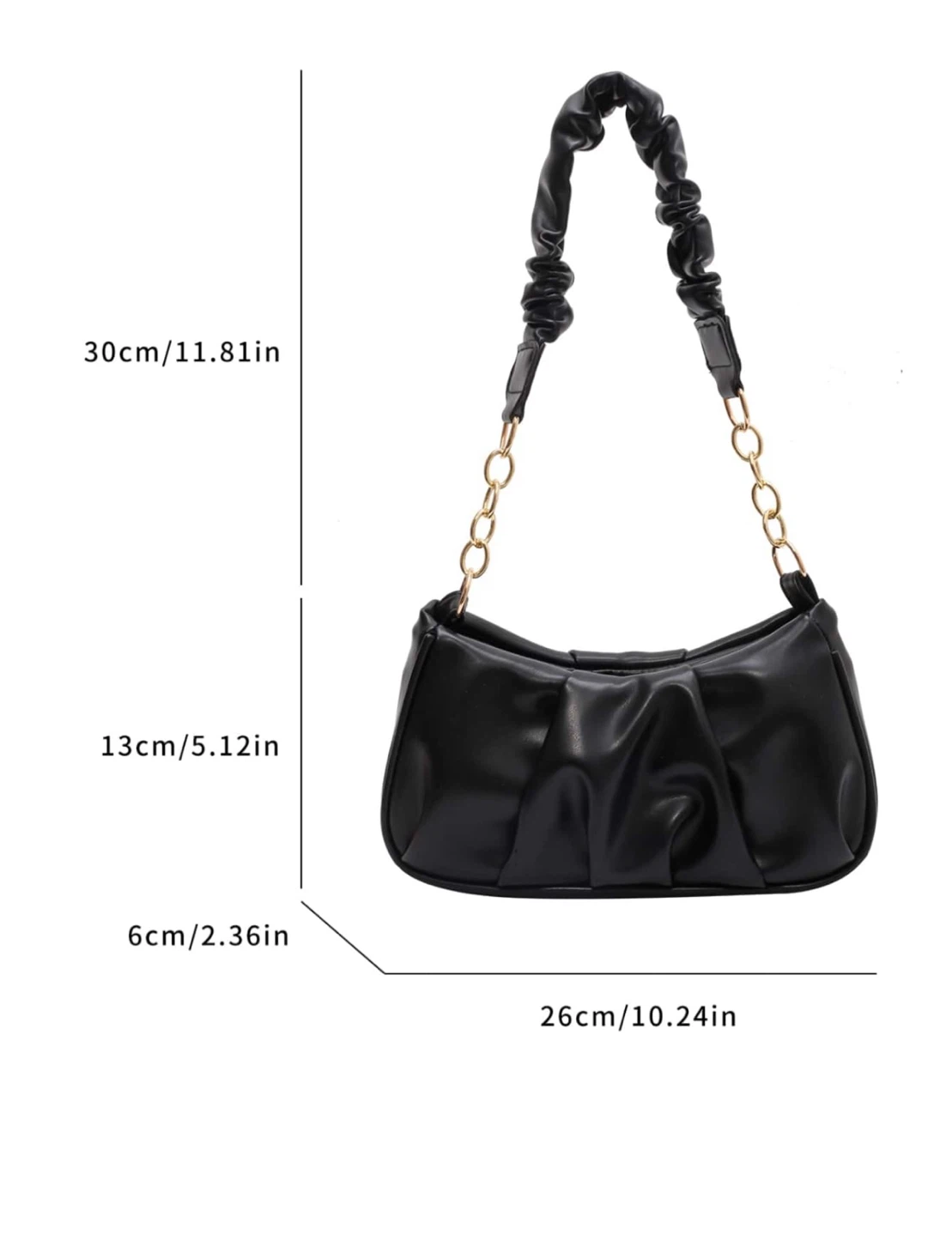Simple Pleated Cloud Shoulder Bag - Black & White - photo 4