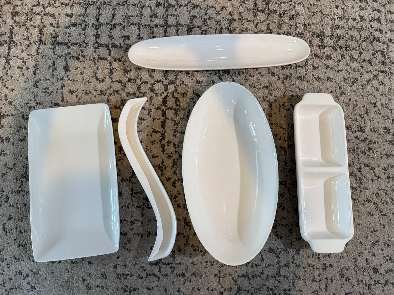 Set of 5 White Ceramic Serving Dishes