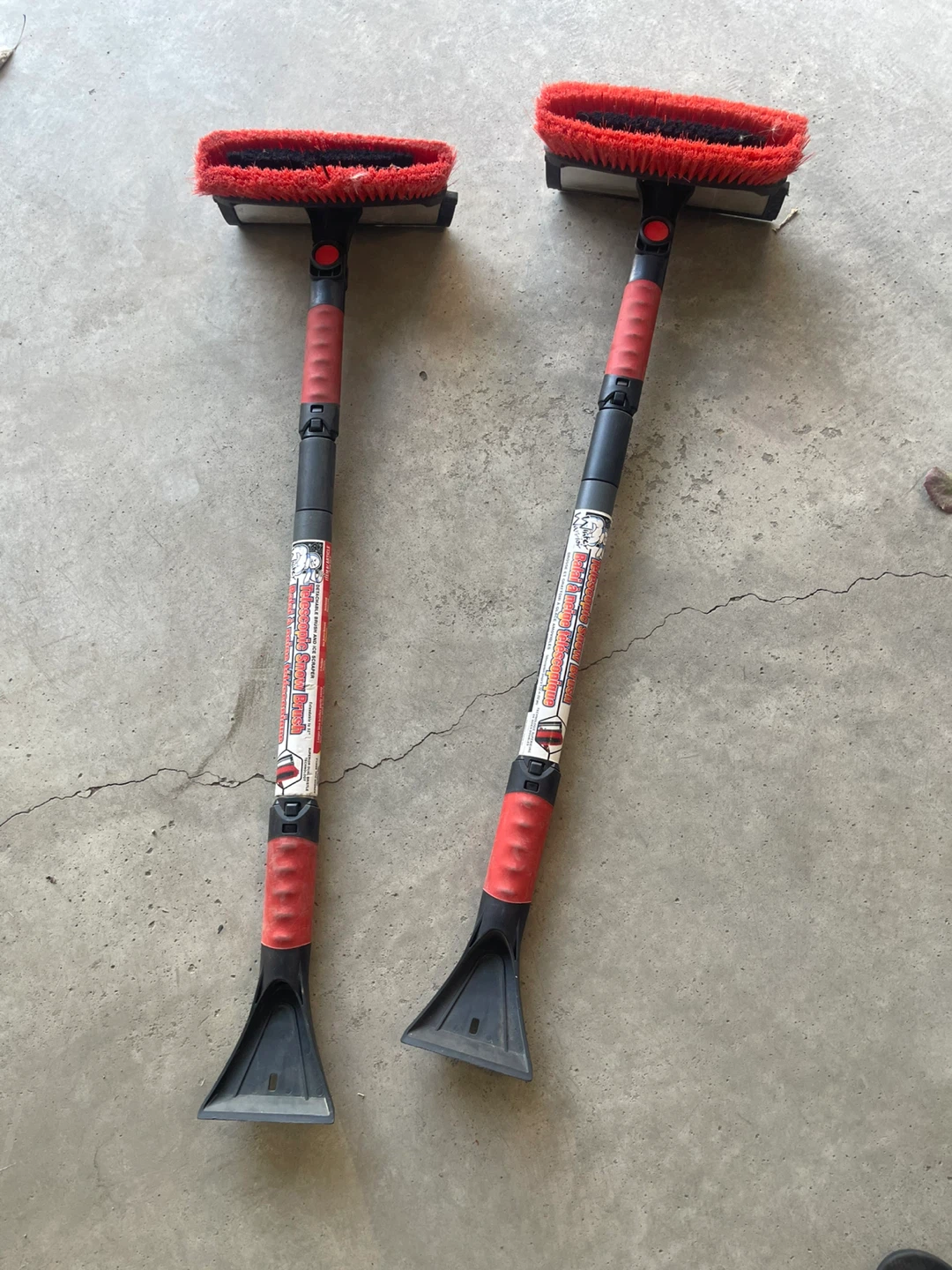 Two Telescopic Snow Brushes with Ice Scrapers