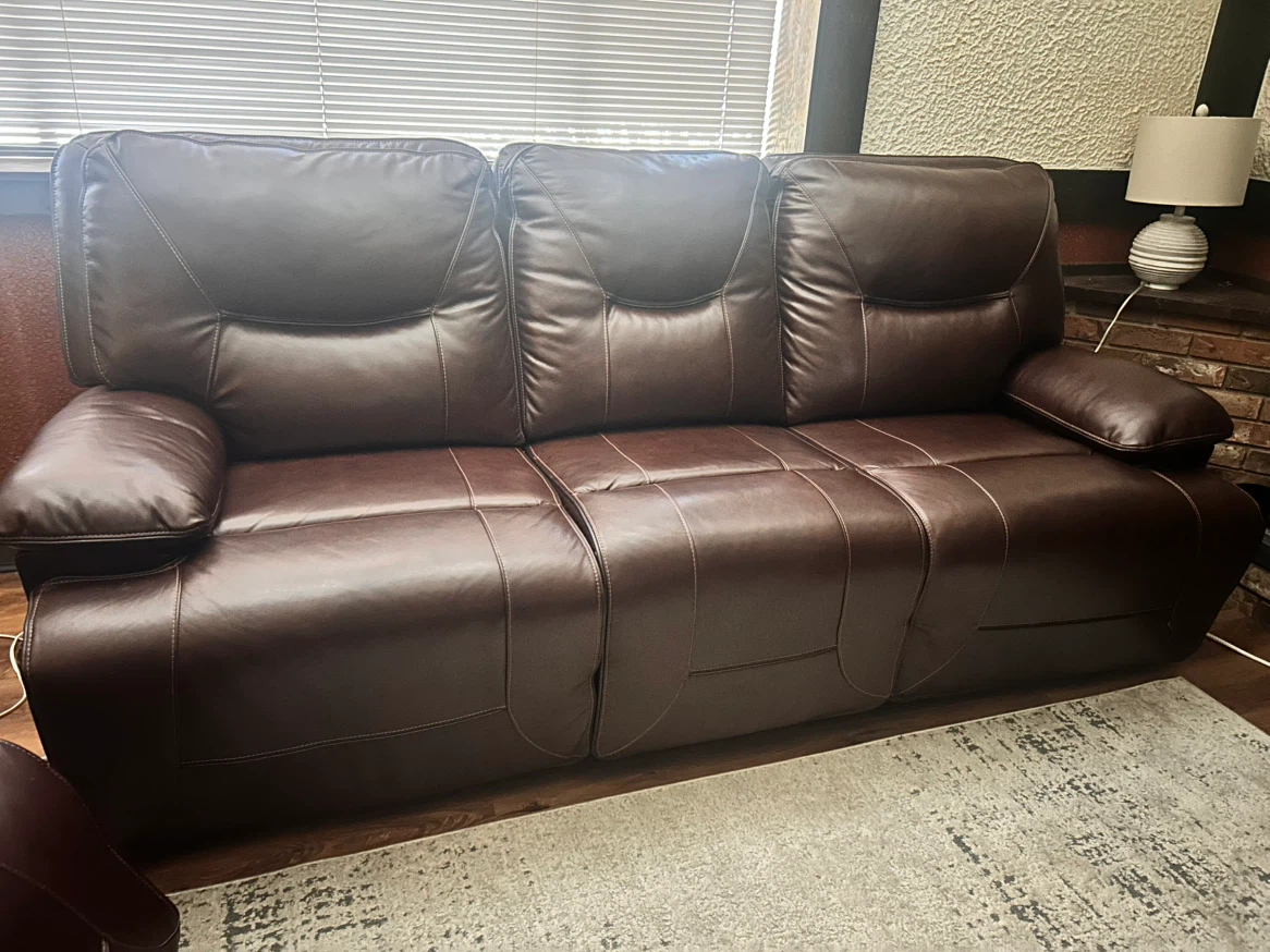 Dark Brown Leather Reclining 6 pcs Sofa Set - photo 2