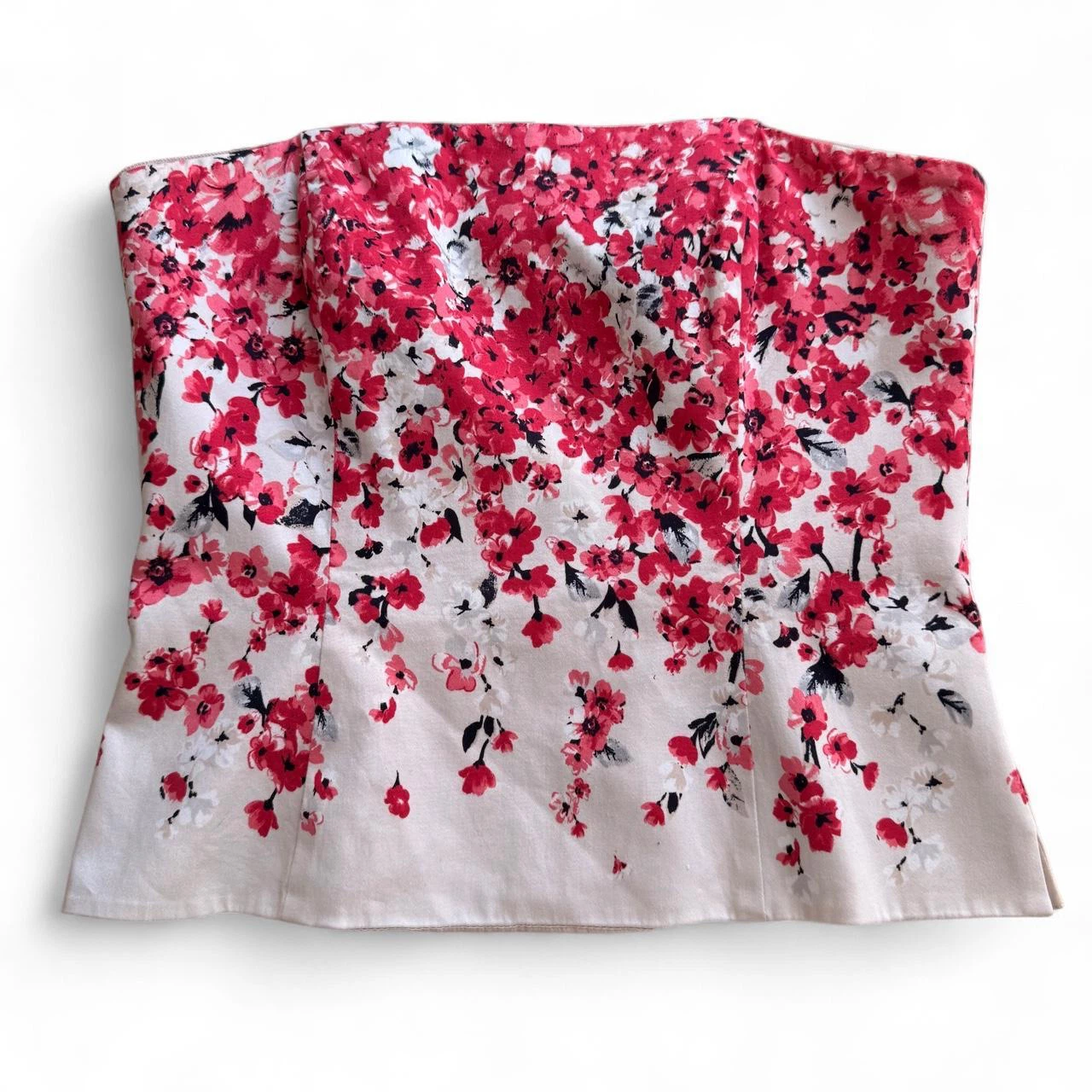🏈 White House Black Market Floral Print Strapless Top size 4 - photo 2