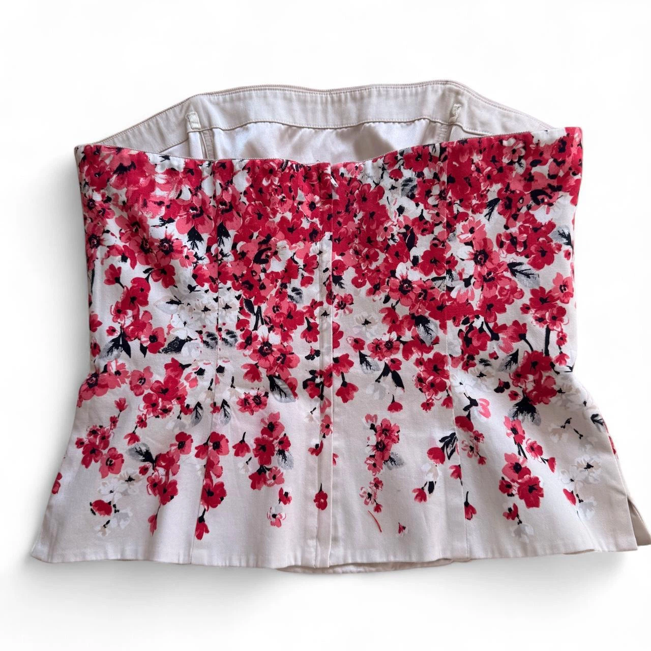 🏈 White House Black Market Floral Print Strapless Top size 4 - photo 3