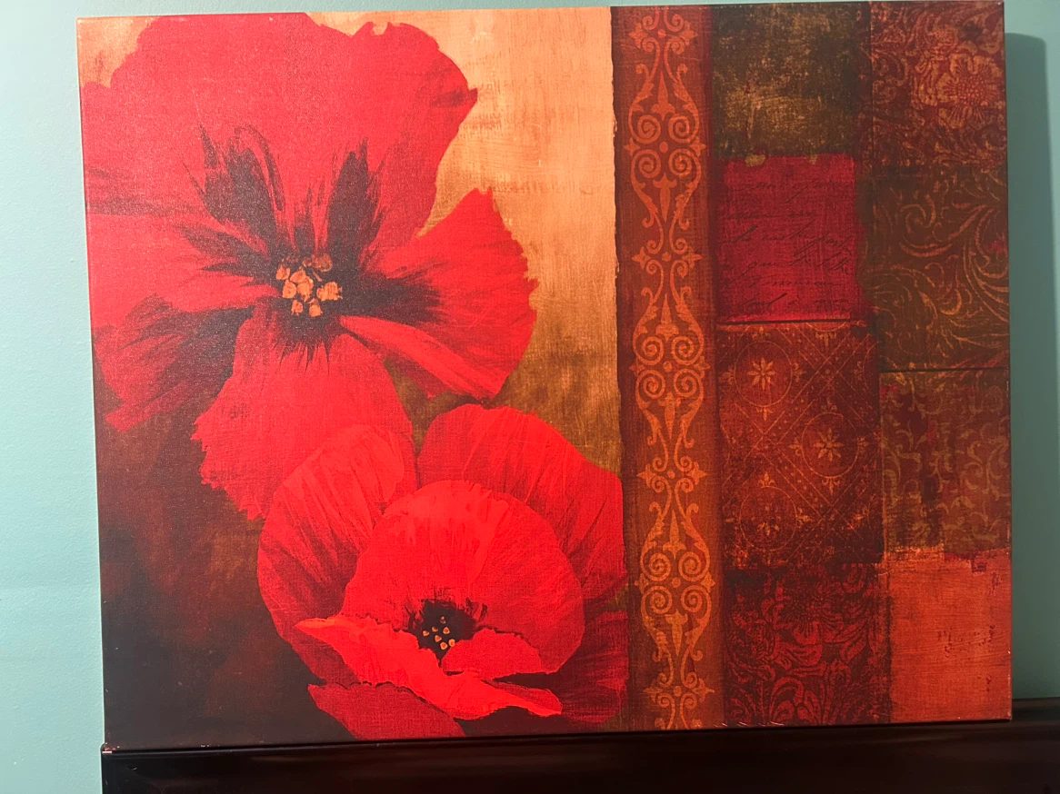 Red Flower Floral Canvas Wall Art