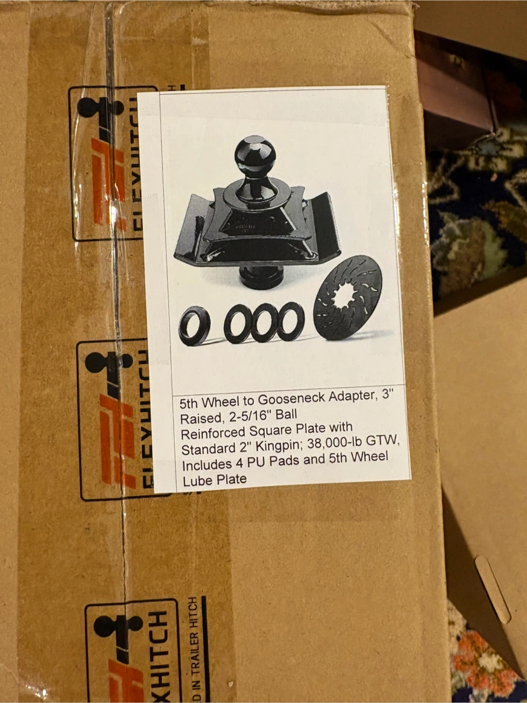 5th Wheel to Gooseneck Adapter 3" Raised 2-5/16" Ball 38K GTW