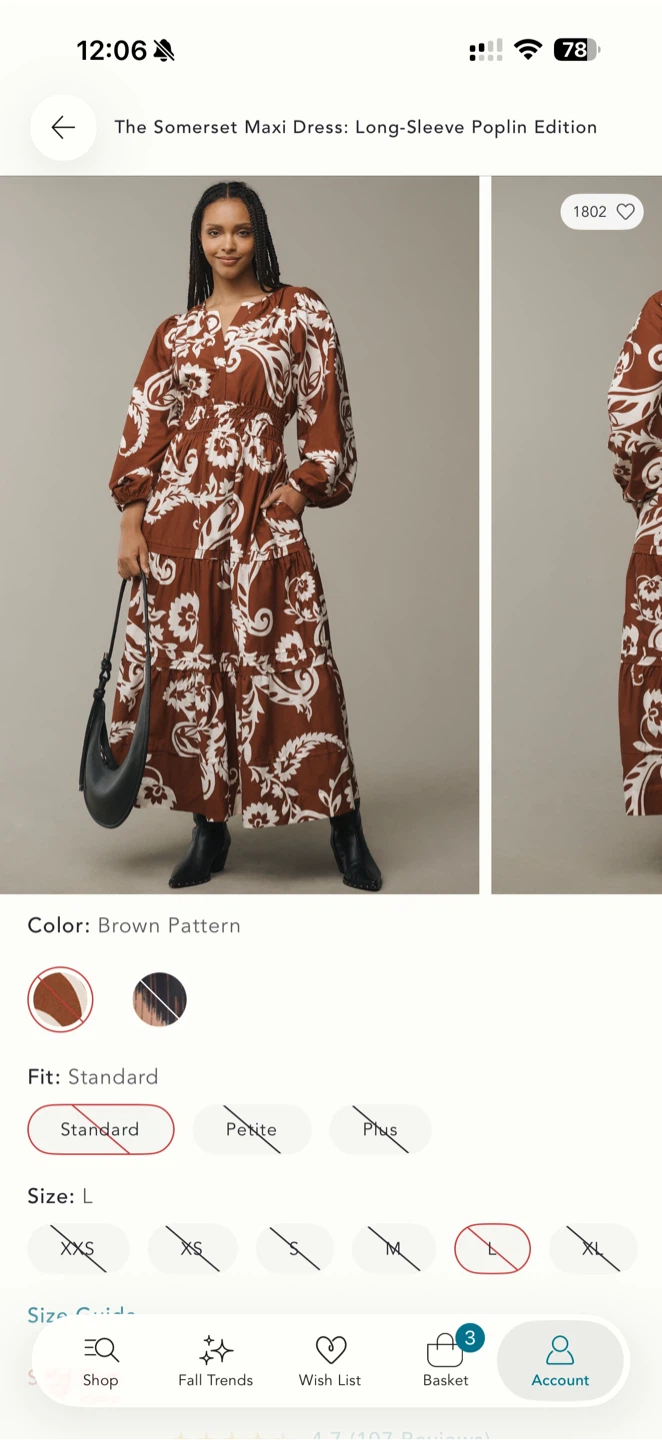 Anthropologie Somerset Long-Sleeve Maxi Dress