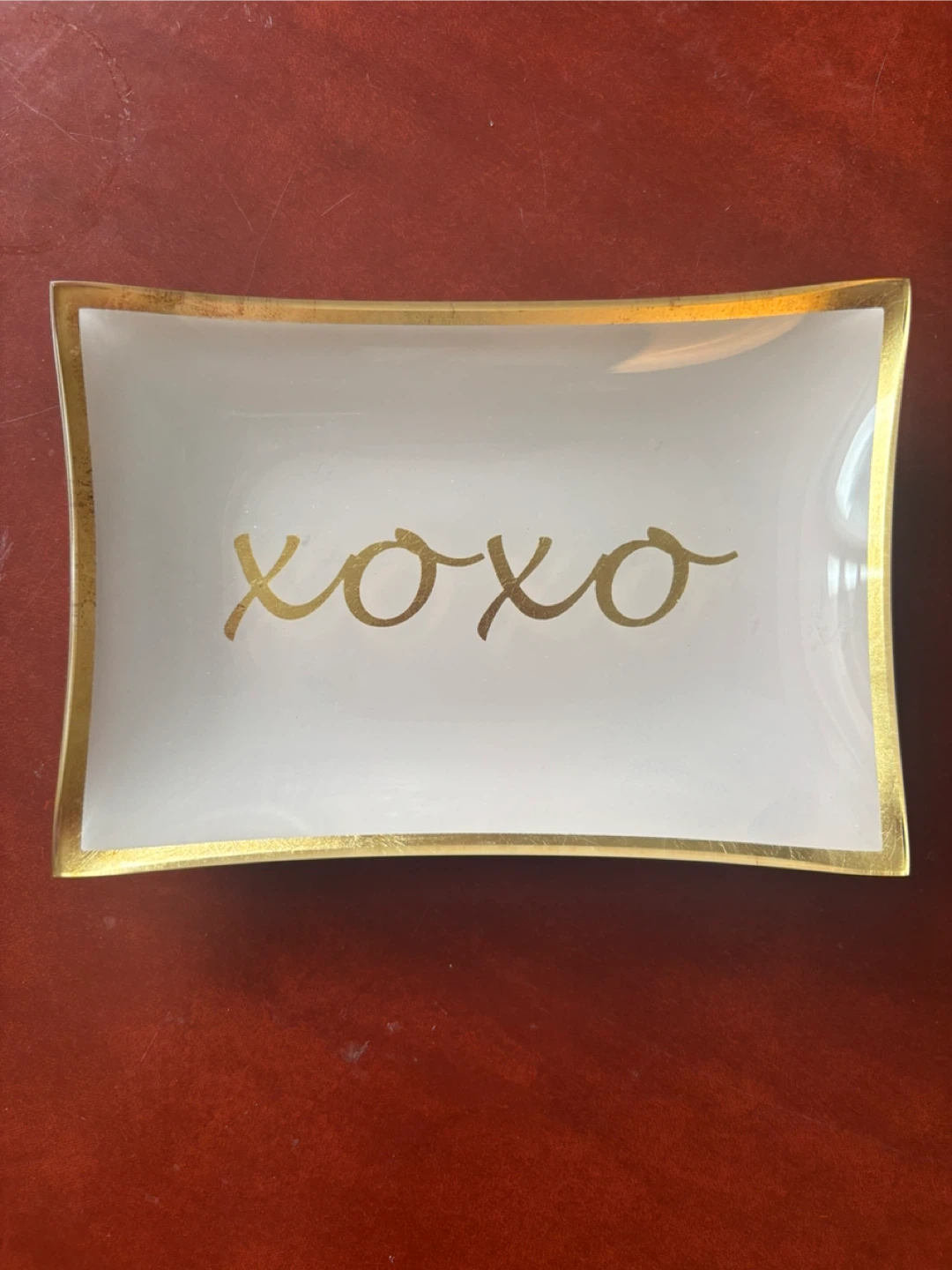 XOXO Gold and Pinkish White Decorative Tray