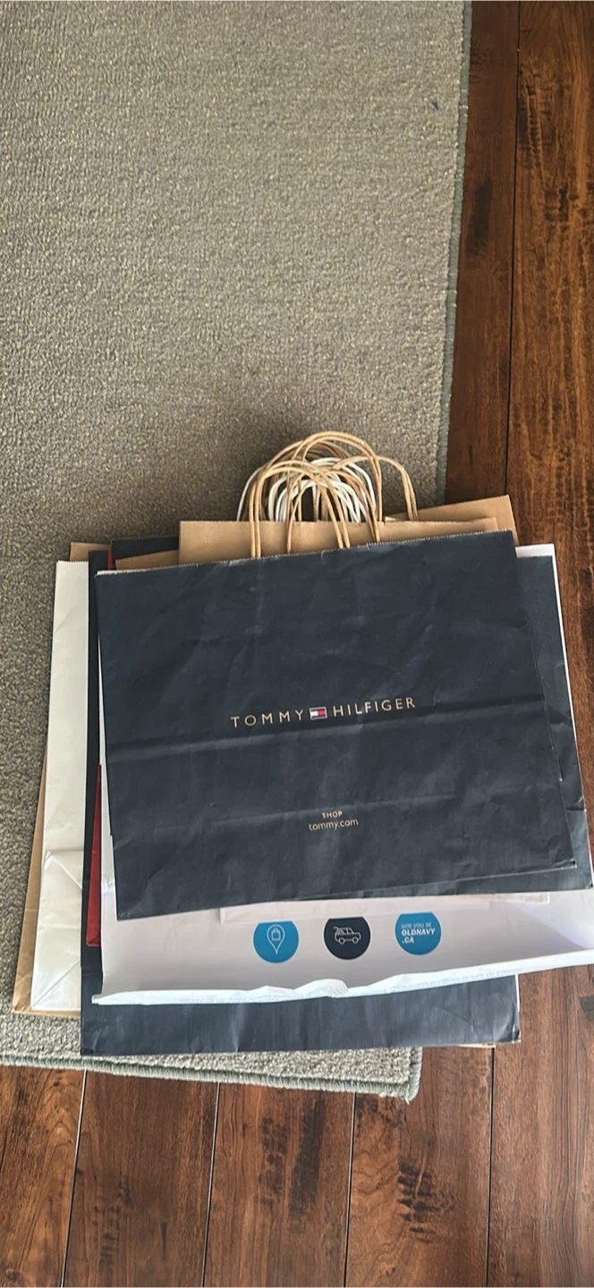 Assorted branded retail shopping bags