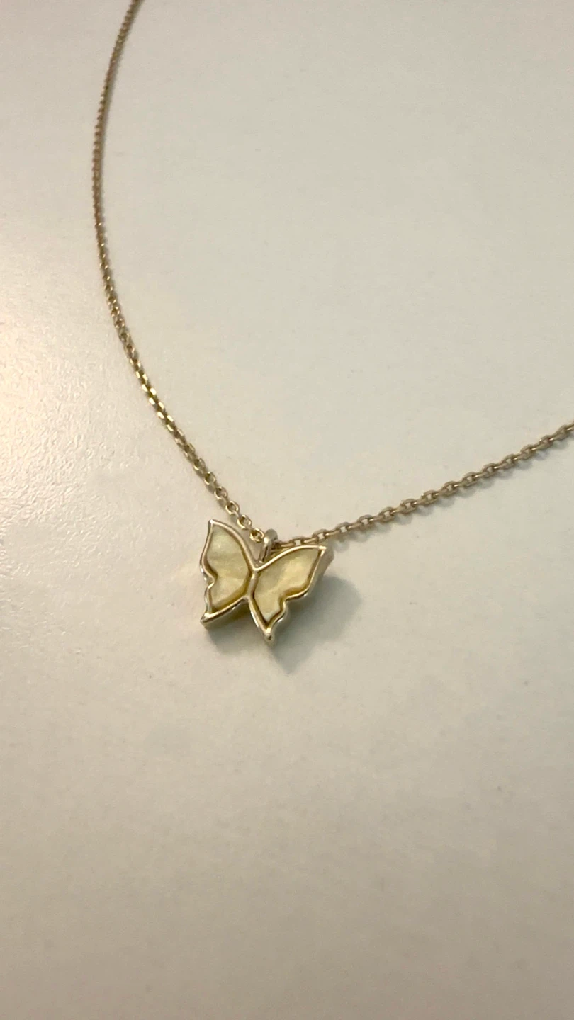 Gold Tone Butterfly Pendant Necklace