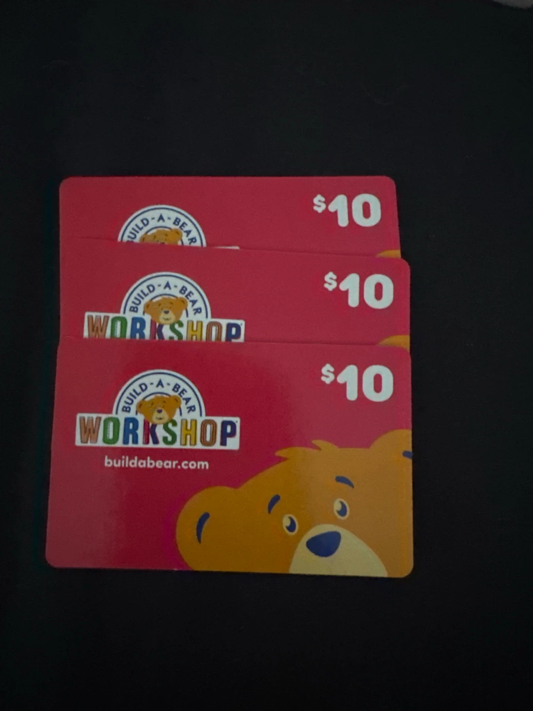 Three Build-A-Bear Workshop $10 Gift Cards