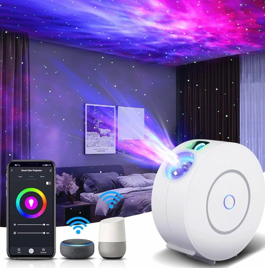 Smart Multicolor Galaxy Star Nebula Projector