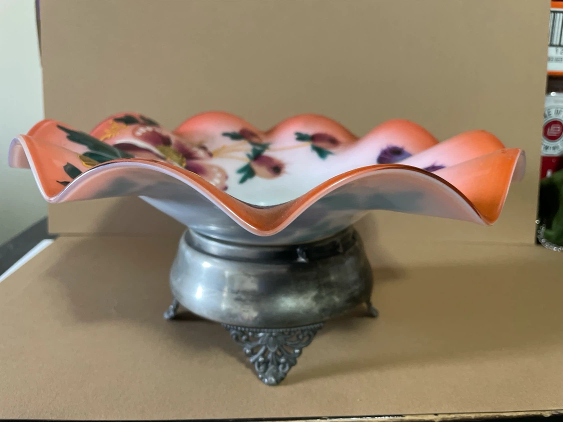 Vintage Hand-Painted Cased Glass Bowl - photo 4