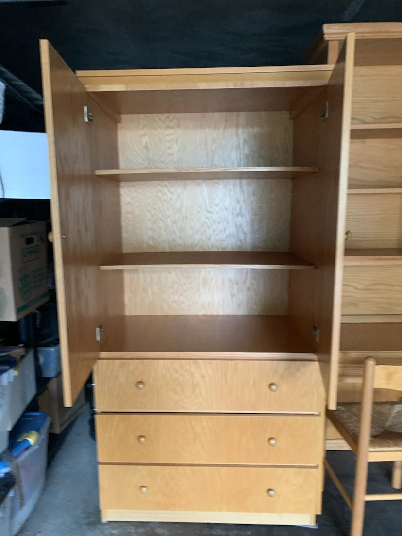 Gothic cabinet wood armoire, desk and chair - photo 3