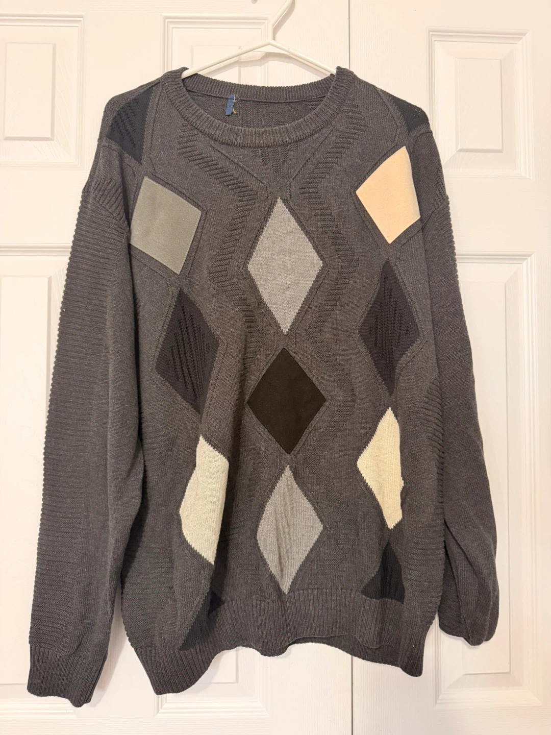 Mens grey argyle sweater size large