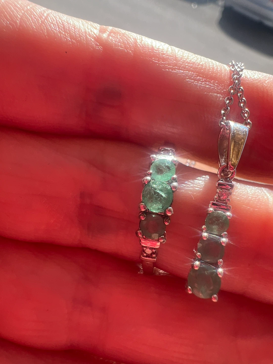 Sterling Silver and emerald Jewelry Set - photo 2