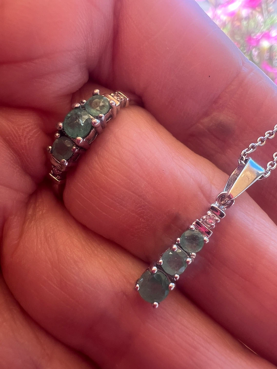 Sterling Silver and emerald Jewelry Set - photo 3