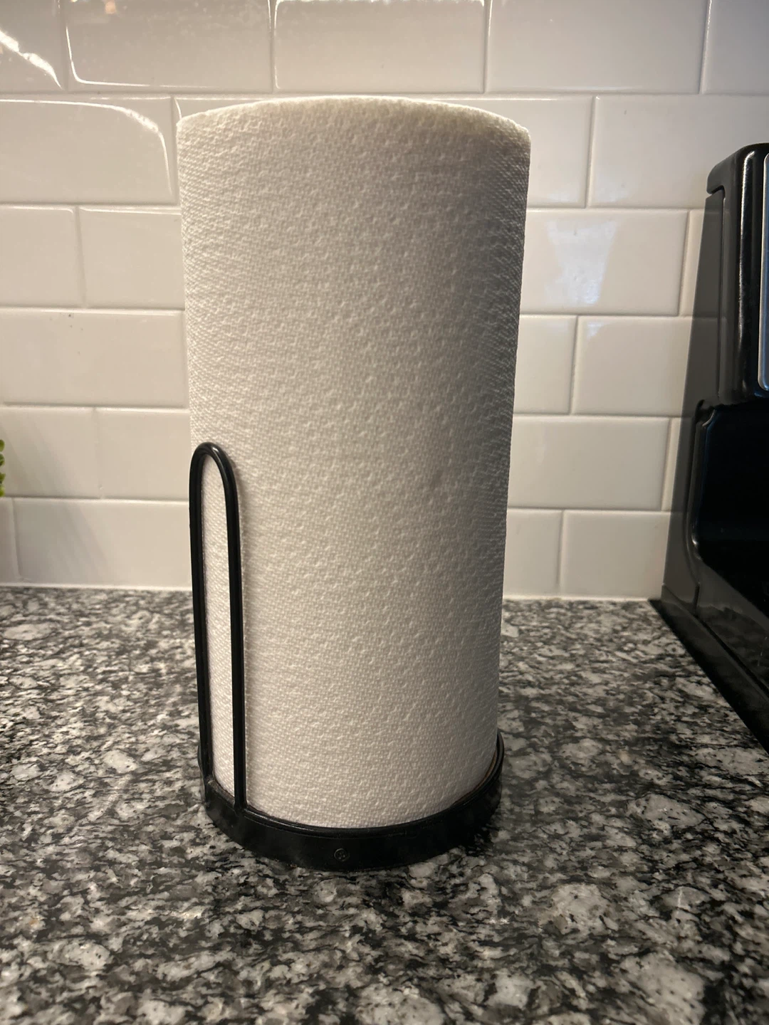 Black Metal and Wood Paper Towel Holder