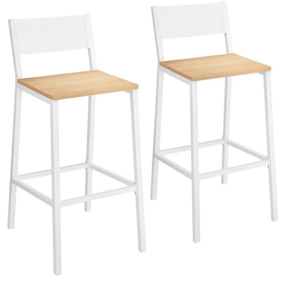 Set of Two White and Wood Bar Stools - photo 2