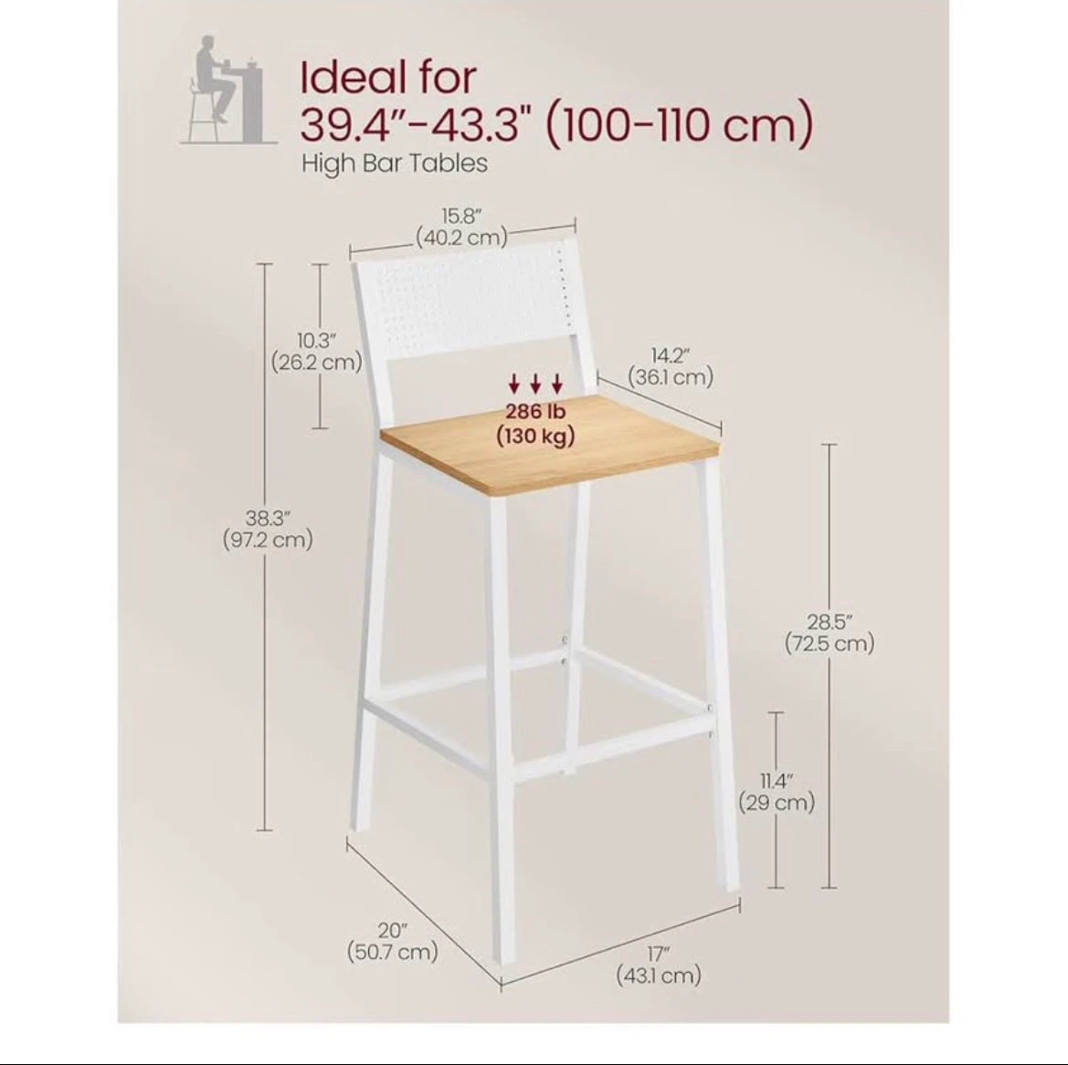 Set of Two White and Wood Bar Stools - photo 3