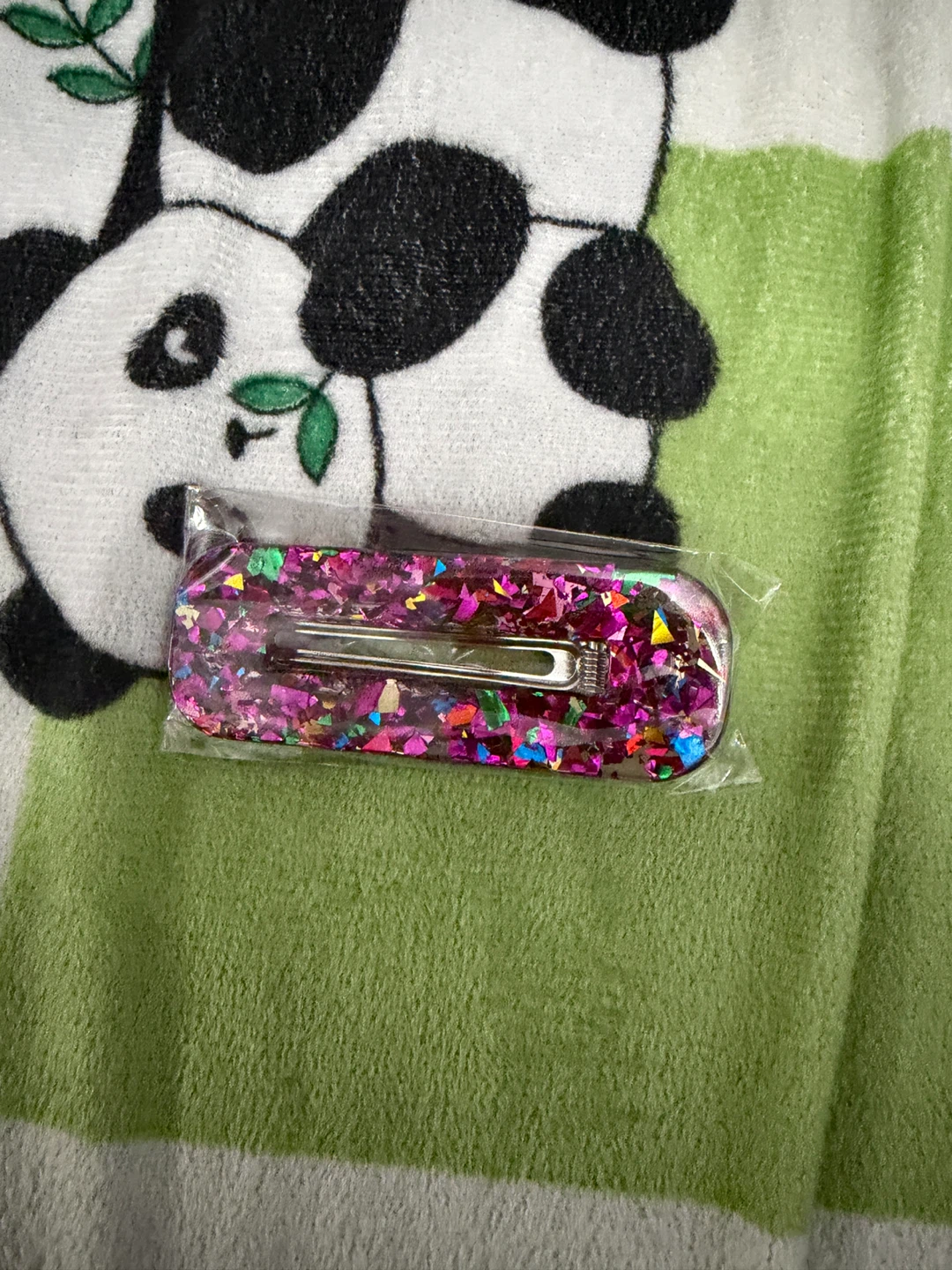 Pink glitter hair clip 🏈