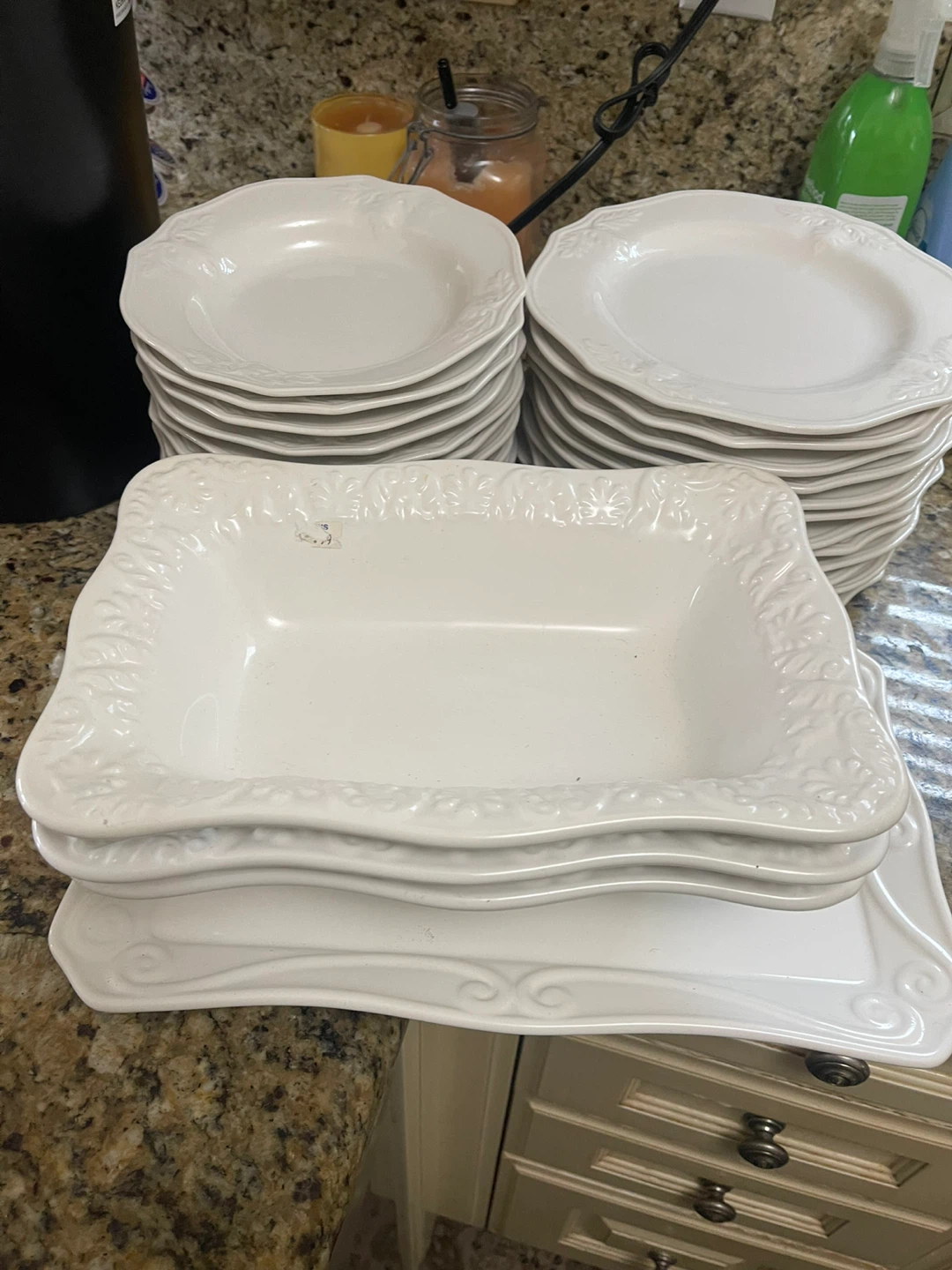 Set of White Ceramic Dinnerware