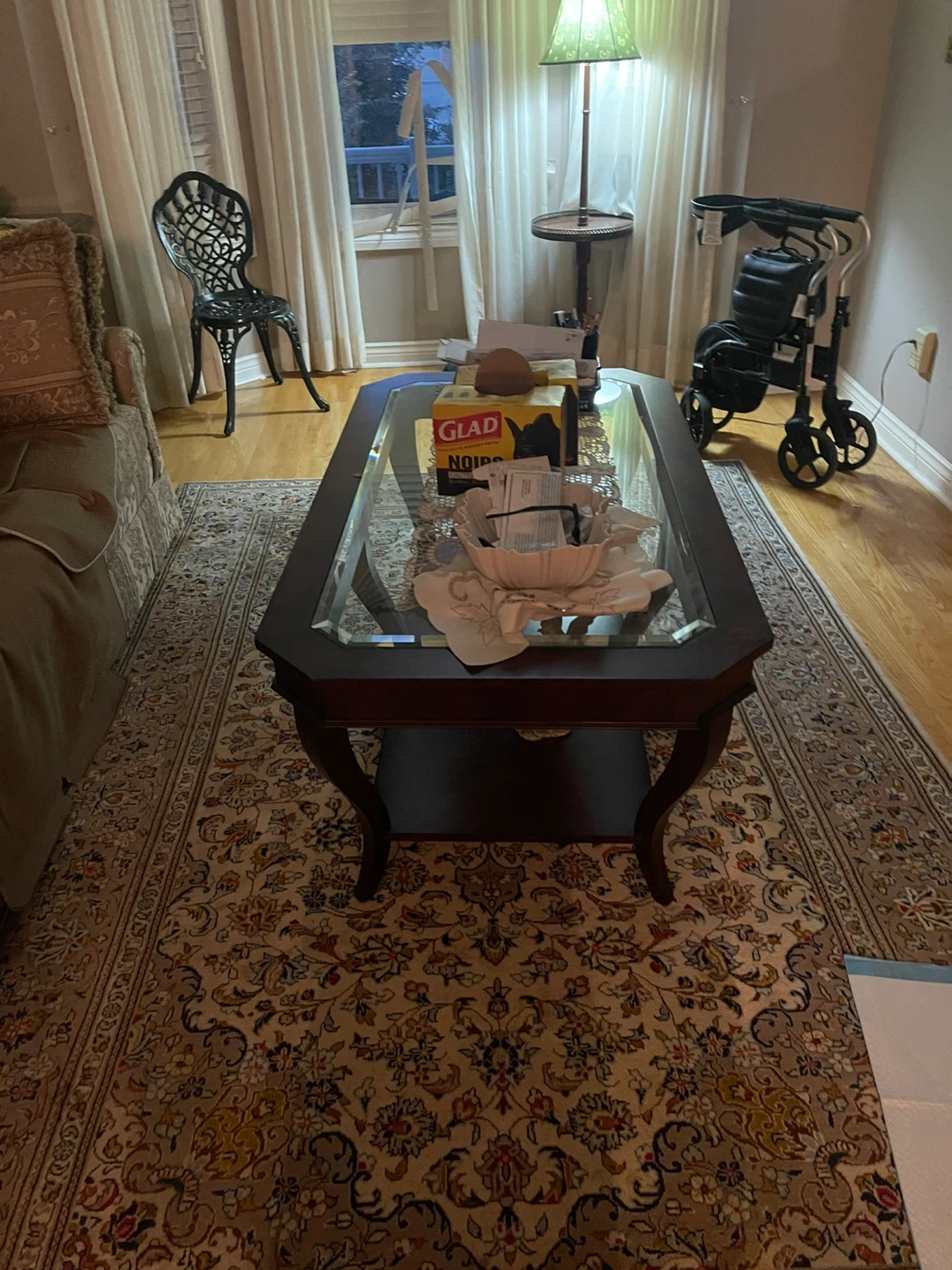 Dark Wood Coffee Table with Glass Top - photo 2