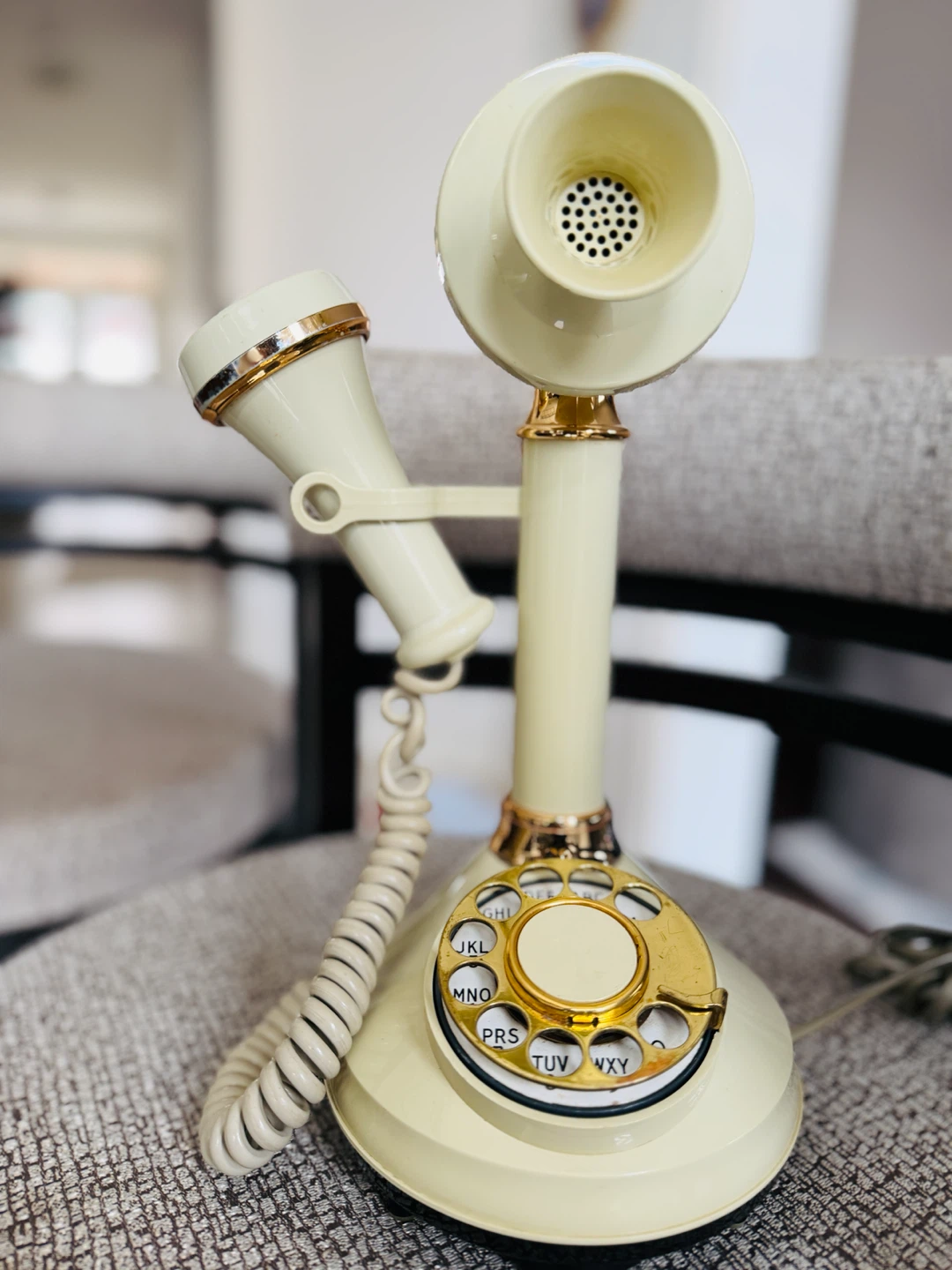 Vintage-Style Cream (1970s) and Gold Candlestick Telephone