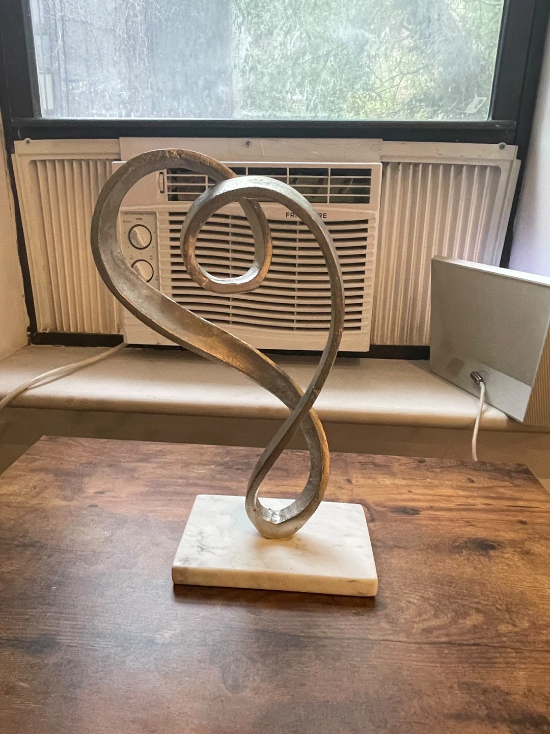 Abstract Metal and Marble Table Sculpture - photo 2