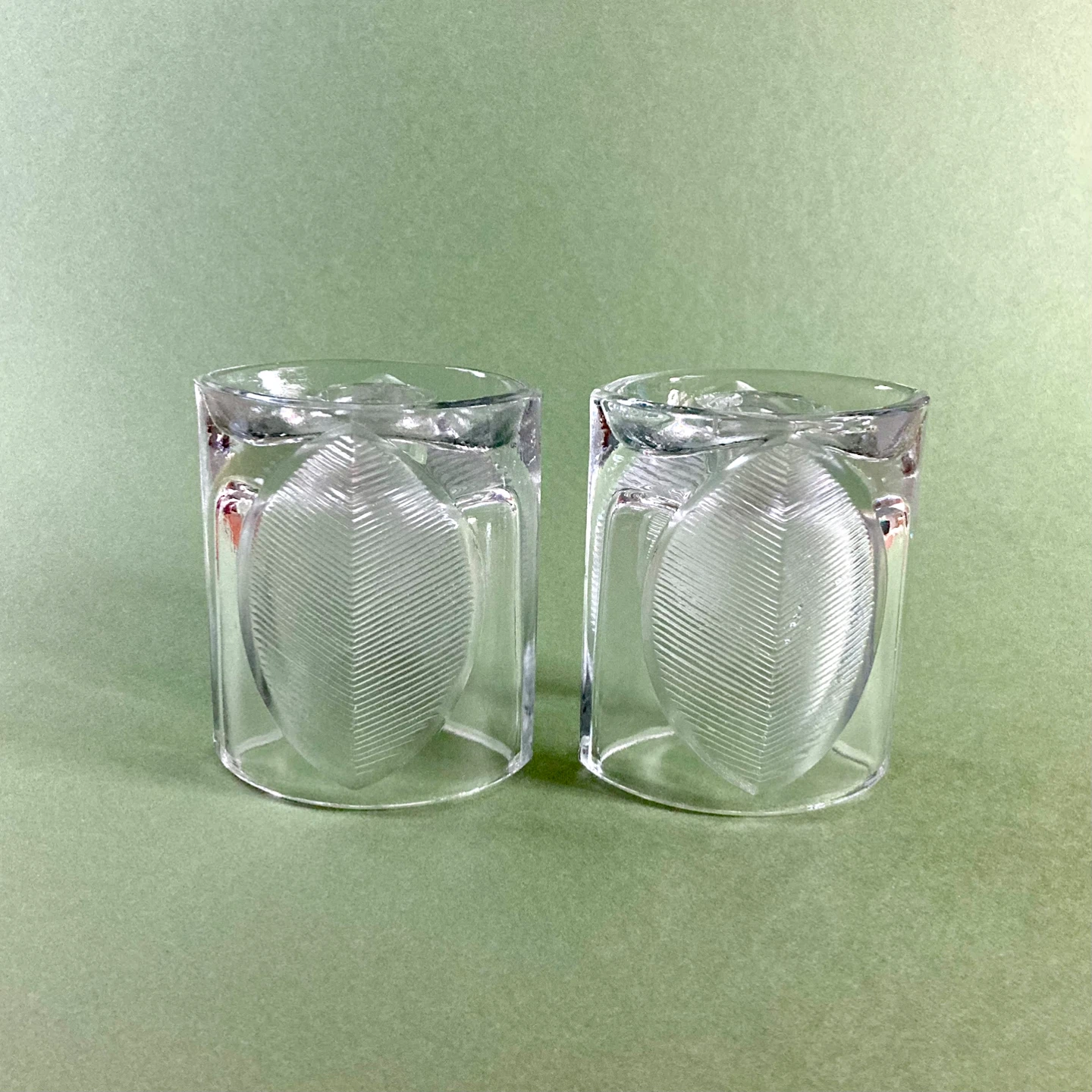 MCM 1970s Czech Glass Leaf Candle Holders (Pair) - photo 2