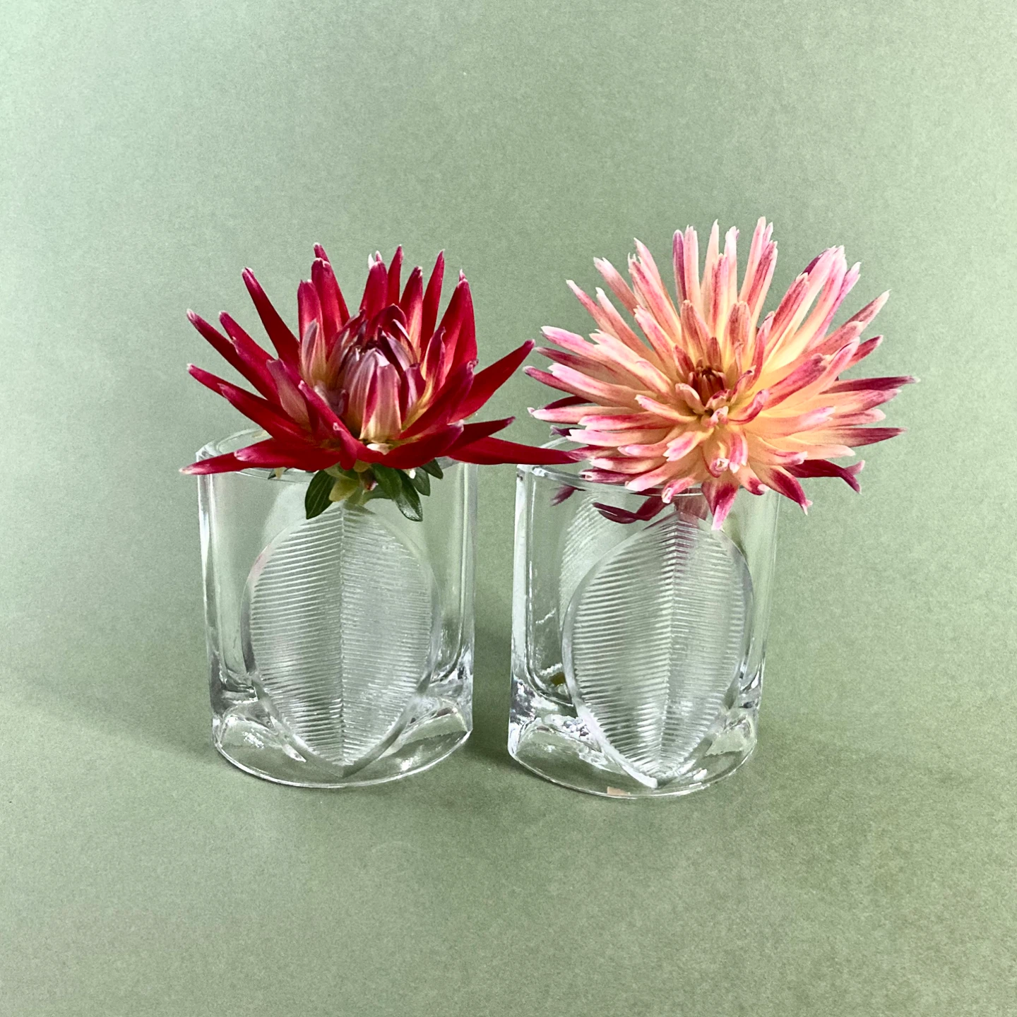 MCM 1970s Czech Glass Leaf Candle Holders (Pair) - photo 5