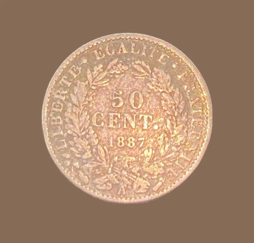 1887 France 50 Centimes Coin - photo 2