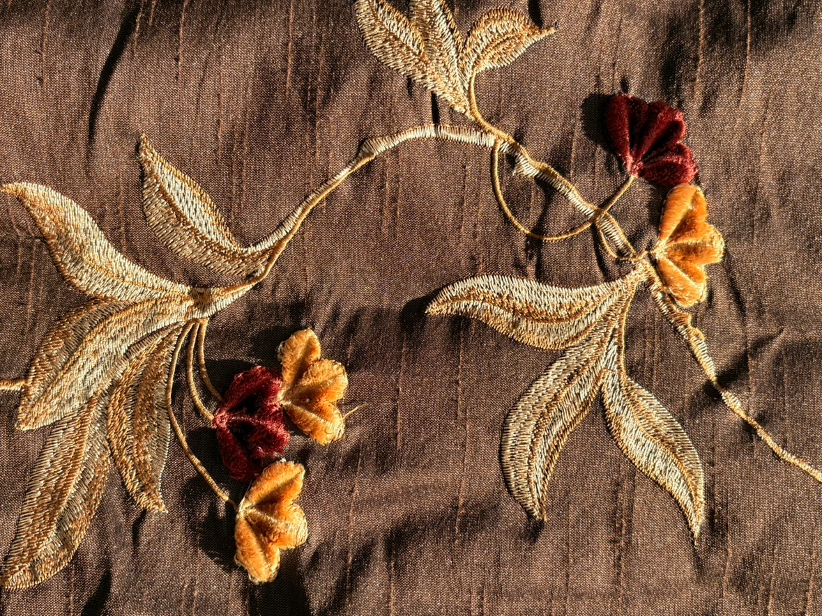 Floral Embroidered Brown queen Bed Comforter - photo 4