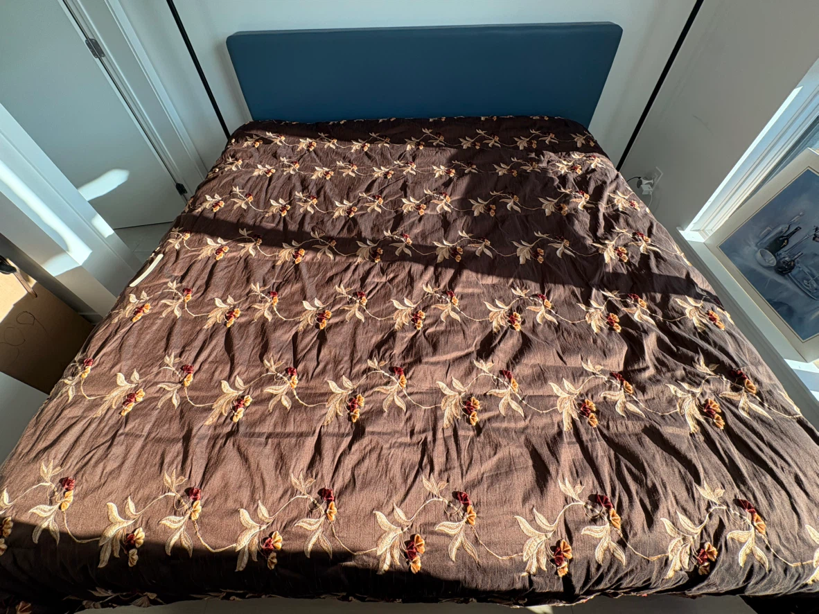 Floral Embroidered Brown queen Bed Comforter - photo 2