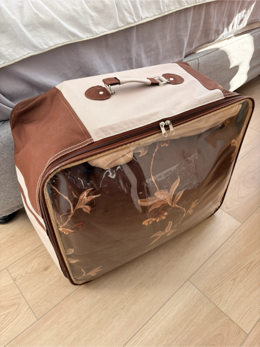 Floral Embroidered Brown queen Bed Comforter - photo 5